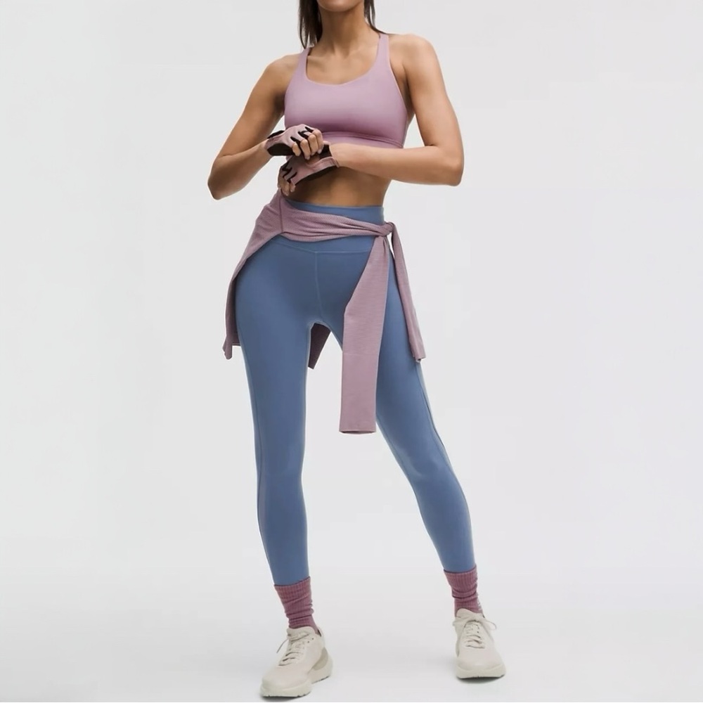 NWT Lululemon Washed Denim Wunder Train Mesh Panel Leggings Size 14